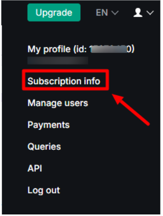 Go to the Subscription Info Page 