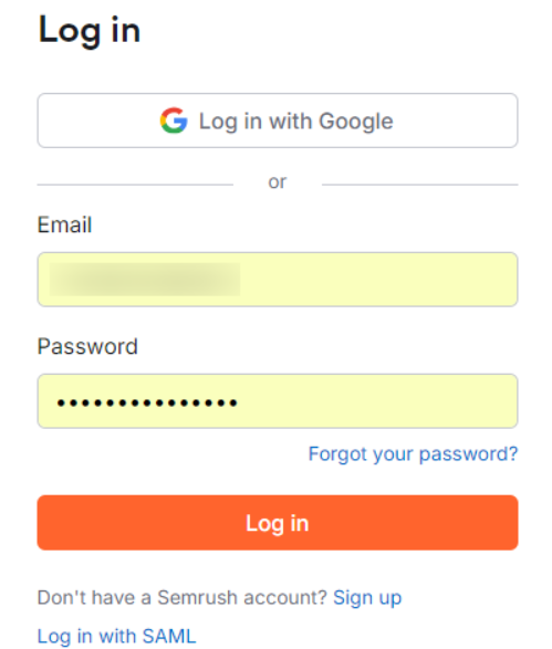 Log Into Your Semrush Account